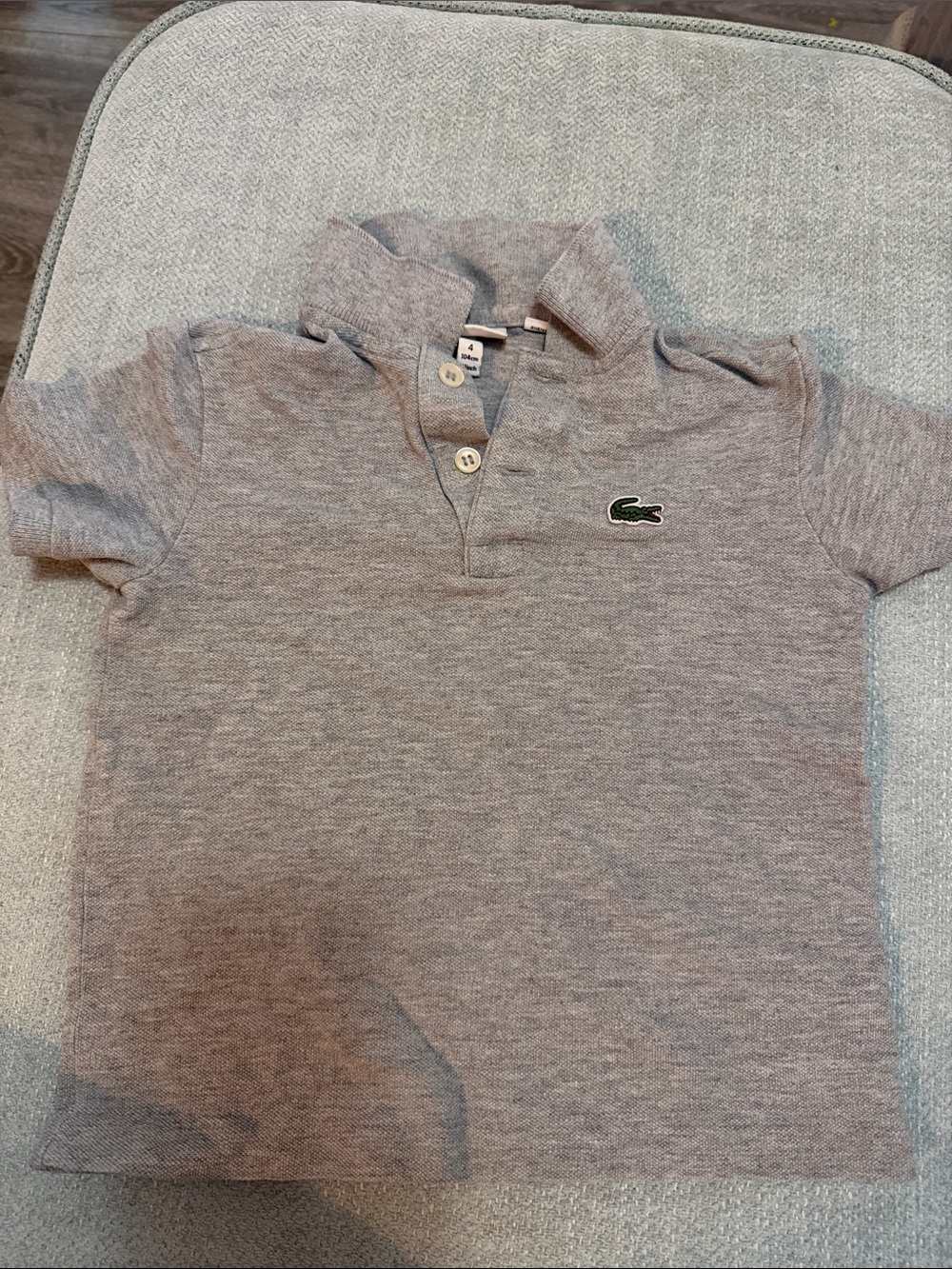 Lacoste Kids Heather Grey Polo with Green Crocodile Logo